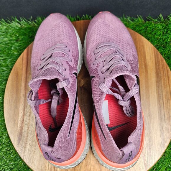Nike Epic React Flyknit 2 Shoes Womens 10 Plum Dust Athletic Running Sneakers - Picture 8 of 13
